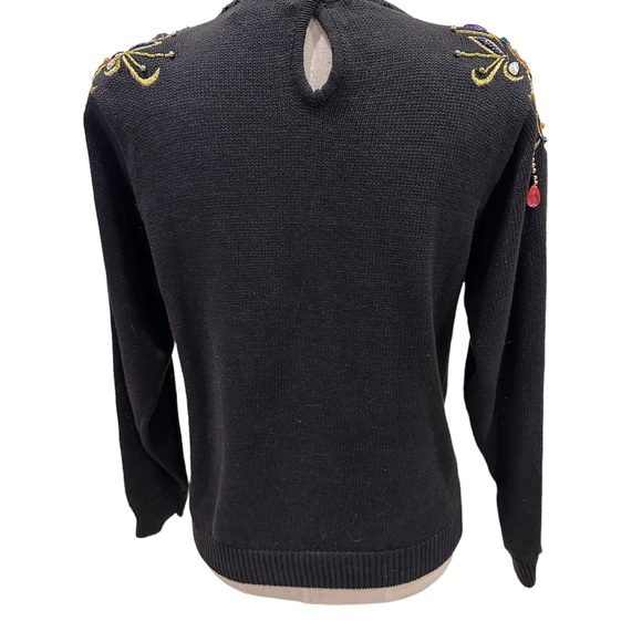 VTG Lindsey Blake Petites Black Bejewelled Embellished Sweater Size S - Picture 4 of 11